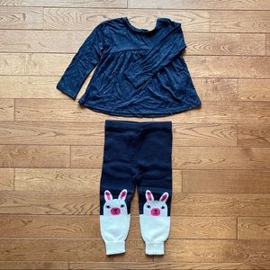 Sparkle shirt and rabbit pants for your baby girl. 18-24 month. 27-32 lbs. New